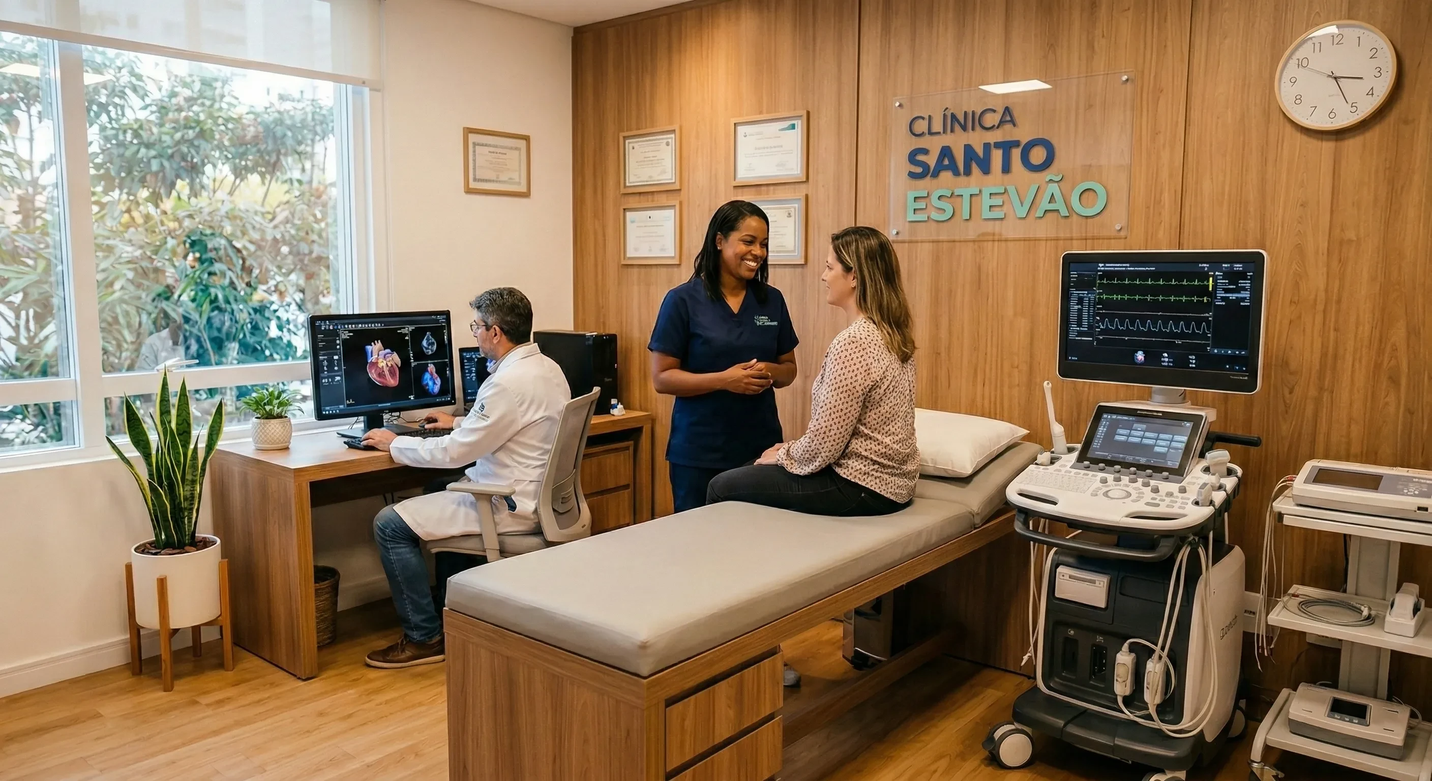 Sala de Cardiologia equipada da Clínica Santo Estevão