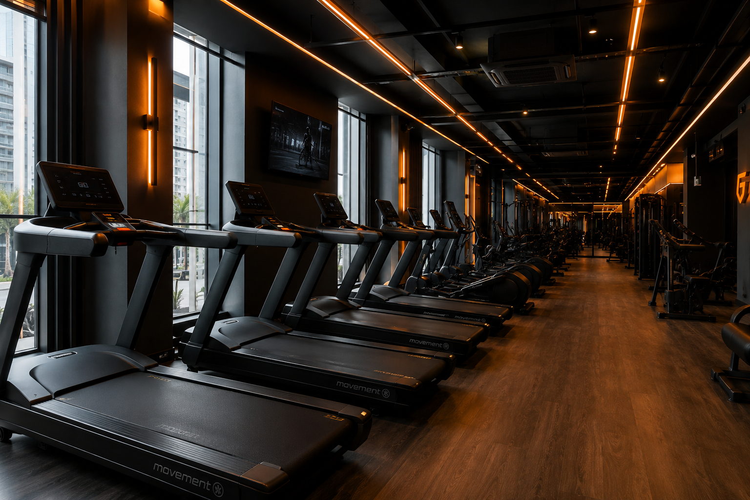 Área de esteiras da Gym Brasil